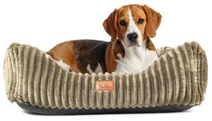Lettino per cani Boutique ZOO XS 62x55 cm | Divano morbido per cani con cuscino | Lavabile e antiscivolo | Look scamosciato verde oliva
