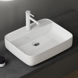 Doporro Lavabo da Appoggio 50x40x13,5cm, Lavandino Bagno Br¹ssel107 in Vetroceramica con Nano Rivestimenti inclusi, Bianco
