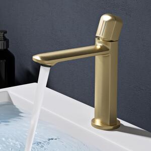 Doporro Miscelatore lavabo bagno in ottone dorato, monocomando per acqua calda e fredda 20,9 cm WAO-1190
