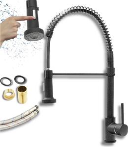 Granitan | Miscelatore da cucina Luneo - Nero screziato - Bocca flessibile - Design moderno - Maniglia ergonomica