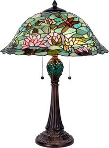 Clayre & Eef Lampada da tavolo Tiffany Ø 47x60 cm Verde Marrone Vetro Libellula