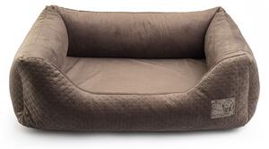 Letto per cani Premium | Misura 2: 75 x 65 x 22 cm | Letto per cani o gatti | Divano per cani, cuscino per cani, lettino per cani Velluto Marrone M