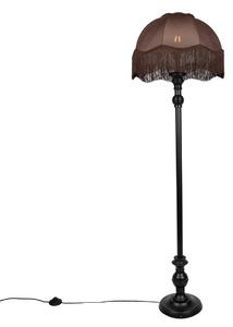 Lampada da terra nera con paralume marrone e interno bianco 45cm - Classico