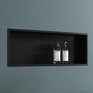 Doporro Nicchia Doccia a Parete 30x90x8.3cm, Nicchia Bagno Doccia a Muro a Incasso in Acciaio Inox, Nero