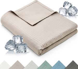 Coperta rinfrescante Blumtal 200x230 cm - Coperta estiva in bambù per divano e letto, traspirante e rinfrescante - Taupe, ideale come coperta da viaggio- Taupe