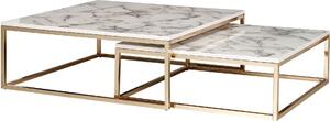 FineBuy Design set di 2 tavolini da caffè quadrati effetto marmo 2 pezzi struttura del tavolo metallo Tavoli da salotto Noble Tavoli da caffè moderni