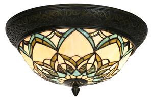 Clayre & Eef Lampada da soffitto Tiffany Ø 37x19 cm Vetro blu beige