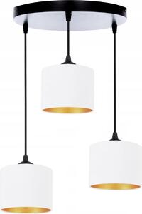 FKL DESIGN Home Deco Lampada da soffitto Bianca Lampada Velour Vintage Moderna E27 Lampada di design a 3 luci N230-ER3 (Bianco)