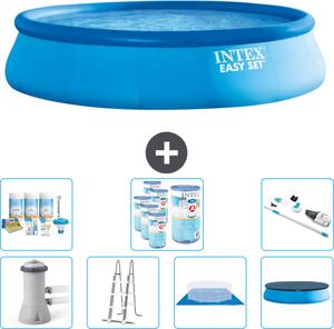 Piscina gonfiabile rotonda Easy Set di Intex - 457 x 107 cm - blu - inclusa pompa - scaletta - telo di fondo - confezione di manutenzione della copertura - filtro - aspirapolvere