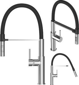 Granitan | Miscelatore da cucina Soria - Argento - Altezza 470 mm - Bocca flessibile - Doccetta estraibile