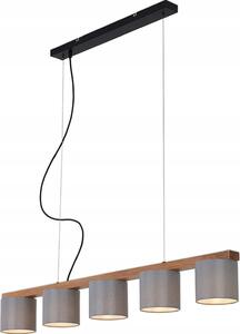 Lampada a sospensione Lampada a sospensione a 5 luci E14 max. 25 Watt metallo-legno-grigio Briloner