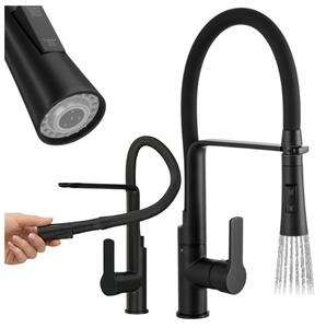 Granitan | Miscelatore da cucina Vegas - Nero - 43 cm - Bocca flessibile - Miscelatore da cucina estraibile