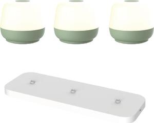Lampada da tavolo Naxos - Set da 3 - Verde antico + base di ricarica bianca - H8 x Ø9