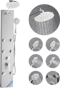 Sistema a torre con pannello doccia in acciaio inox - ugello e colonna massaggiante con soffione a pioggia da 124 cm - attrezzatura da bagno