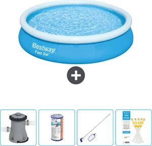 Piscina gonfiabile rotonda Bestway Fast-Set - 366 x 76 cm - blu - inclusa pompa - filtro - kit di pulizia - strisce reattive