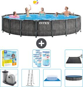 Piscina Intex Round Prism Frame Greywood - 549 x 122 cm - inclusa pompa - scaletta - telo di fondo - pacchetto manutenzione copertura - filtro - tappetino solare