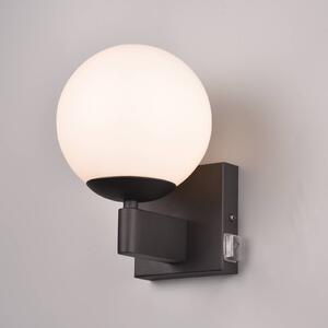 Trio Lighting Kula applique per bagno paralume vetro IP44 nero