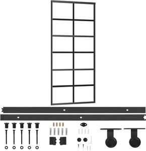 Porta Scorrevole con Kit Montaggio Vetro ESG Alluminio 90x205cm