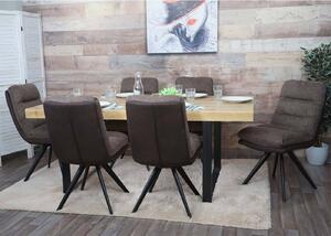 Set di 6 sedie per sala da pranzo HWC-G66, sedia da cucina, girevole auto-posizione in tessuto MVG ~ marrone-marrone scuro