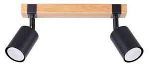 Lampada da soffitto FAGER 2 nero 2xGU10 10W acciaio/legno naturale 17.2x6x38cm Sollux Lighting