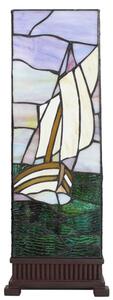 Clayre & Eef Lampada da tavolo Tiffany 18x18x48 cm Veliero in vetro viola beige