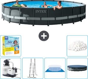 Piscina Intex Round Ultra XTR Frame - 610 x 122 cm - inclusa pompa - scaletta - telo di fondo - confezione di manutenzione della copertura - sfere filtranti