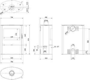 Stufa in acciaio KRATKI AB/S/2/ROLLO 10 kW Ø 150