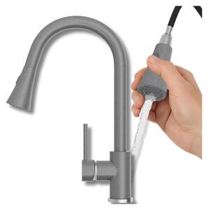 Granitan | Miscelatore da cucina Snake - Grigio - 40 cm - Doccetta estraibile - Miscelatore da cucina moderno
