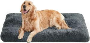 Lettino per cani FEANDREA, tappetino per animali, morbido, 122 x 74 cm, imbottitura morbida, lavabile in lavatrice, cuscino per cani, multifunzionale, grigio scuro