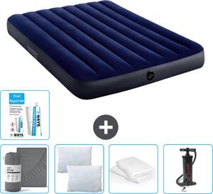 Letto ad aria Intex - Letto matrimoniale - 137 x 191 x 25 cm - Blu - Consegna inclusa Lenzuolo di ricambio - Bacio - Pompa - Set di riparazione en Protezione del cuscino
