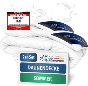 DormiGood | Piumino Premium | set di 2 140x220 cm | piumino estivo | 100% piumino (230g) | piumone | 140x220 | piumino estivo | estate | leggero | sottile | Nomite | Downpass