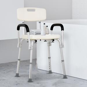 HOMCOM Sedile per Vasca in Lega di Alluminio e Plastica, Mensola per Vasca  da Bagno Larghezza Regolabile 71-81cm, Max. Carico 136kg PE