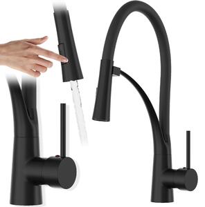 Granitan | Nexo - Miscelatore da cucina - Nero - Altezza totale 43 cm - Bocca estraibile - Doccetta estraibile magnetica