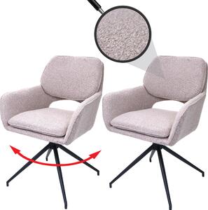Set di 2 sedie per sala da pranzo HWC-N74, sedia da cucina, girevole a ritorno automatico, tessuto bouclé (540g/m²) Oeko-Tex ~ beige