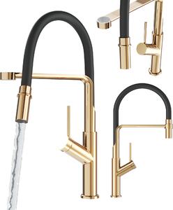 Miscelatore da cucina Granitan | Vasto - Oro - Bocca flessibile - Design elegante - Alta funzionalità