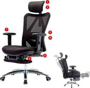 Sedia da ufficio HWC-J86, sedia da scrivania, ergonomica, supporto lombare regolabile 150 kg di portata ~ con poggiapiedi, nero