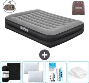 Materasso gonfiabile Bestway - 2 persone - 152 x 203 x 46 cm - Grigio - Accessori inclusi