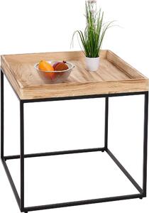 Tavolino MCW-K71, tavolino da caffè, legno di paulownia, metallo 60x60x60cm ~ colore naturale