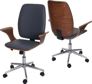 Sedia da ufficio HWC-C54, sedia girevole direzionale, Pelle finta bentwood ~ aspetto noce, rivestimento grigio