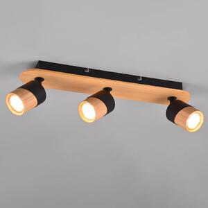 Trio Lighting Aruni faretto da soffitto legno 3 lampadine nero