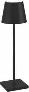 Lampada a led da tavolo Poldina Pro Nera ricaricabile e dimmerabile con batteria fino a 12 ore. Da esterno IP65