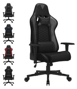 Sedia da gaming SENSE7 Spellcaster in ecopelle nero-grigio - Sedia da ufficio ergonomica, sedia da scrivania per PC, sedia da gaming, portata 150 kg, braccioli 2D, reclinabile a 160°, poltrona direzionale