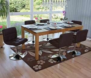 Set di 6 sedie da pranzo, sedie girevoli, modello Cadiz, rivestite in ecopelle, struttura cromata, colore marrone