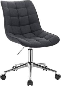 Sedia da ufficio ergonomica in lino - Su rotelle - Sedia da ufficio per adulti - Grigio scuro - Regolabile in altezza