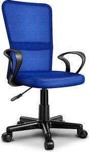 TRESKO sedia da ufficio blu sedia da scrivania girevole, con braccioli e rotelle in plastica, regolabile in altezza in continuo, sedile imbottito, ergonomica