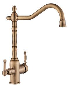 Rubinetto cucina retro ottone spazzolato filtro a tre vie ARETHE