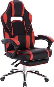 Gamestoel - Rosso - Pelle finta - Con schienale e braccioli - Regolabile in altezza - Ergonomica - Sedia da gioco