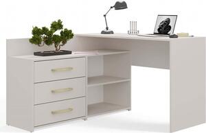 Scrivania angolare BDW, 3 cassetti 2 ripiani, cashmere, 120x7x50 cm