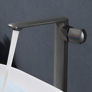 Doporro Miscelatore lavabo bagno in ottone Grigio, monocomando per acqua calda e fredda 28,1 cm WAO-1180H