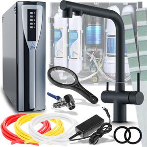 Rubinetto da cucina Ari Venom 2 con doccetta estraibile, collegamento filtro acqua, beccuccio girevole 360, nero opaco